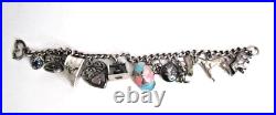 Sterling Silver Charm Bracelet Antique- Lil' Eightball + 11 Other S/S Charms Sterling Silver Charm Bracelet Antique- Lil' Eightball + 11 Other S/S Charms