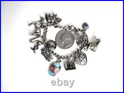 Sterling Silver Charm Bracelet Antique- Lil' Eightball + 11 Other S/S Charms Sterling Silver Charm Bracelet Antique- Lil' Eightball + 11 Other S/S Charms