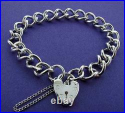 Sterling Silver Charm Bracelet Childrens Ladies Rope D/c Curb Link Heart Padlock