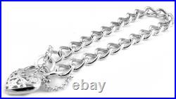 Sterling Silver Charm Bracelet & Large Heart Padlock