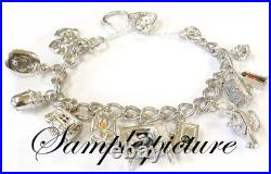 Sterling Silver Charm Bracelet & Large Heart Padlock