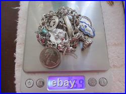 Sterling Silver Charm Bracelet Marked ETON with 10 Charms 7 Marked Sterling Sterling Silver Charm Bracelet Marked ETON with 10 Charms 7 Marked Sterling