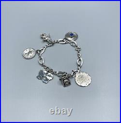 Sterling Silver Charm Bracelet Virgo August September Anniversary Blue Sapphire