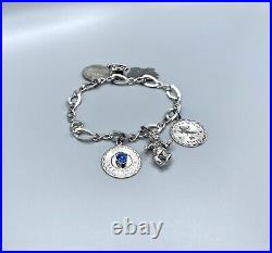 Sterling Silver Charm Bracelet Virgo August September Anniversary Blue Sapphire