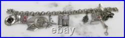 Sterling Silver Charm Bracelet with 13 Misc. Charms 7-1/2 63g 9-H496
