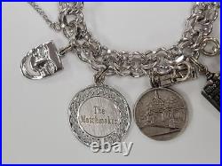 Sterling Silver Charm Bracelet with 14 Charms 7-1/2 55grams 15-E1547 Sterling Silver Charm Bracelet with 14 Charms 7-1/2 55grams 15-E1547