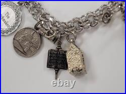 Sterling Silver Charm Bracelet with 14 Charms 7-1/2 55grams 15-E1547 Sterling Silver Charm Bracelet with 14 Charms 7-1/2 55grams 15-E1547