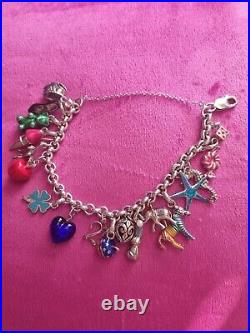 Sterling Silver Charm Bracelet with 18 charms (most charms are Links of London)