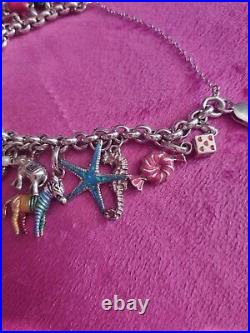 Sterling Silver Charm Bracelet with 18 charms (most charms are Links of London)