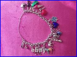 Sterling Silver Charm Bracelet with 18 charms (most charms are Links of London)