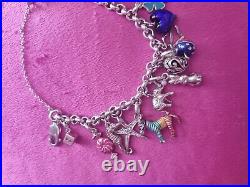 Sterling Silver Charm Bracelet with 18 charms (most charms are Links of London)