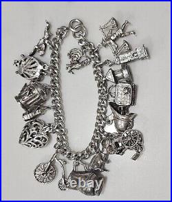 Sterling Silver Charm Bracelets Heart Padlock Safety Chain Animal etc (77g) Sterling Silver Charm Bracelets Heart Padlock Safety Chain Animal etc (77g)