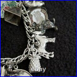 Sterling Silver Charms Bracelet USA Western 7.25 Travel Vintage Jewelry