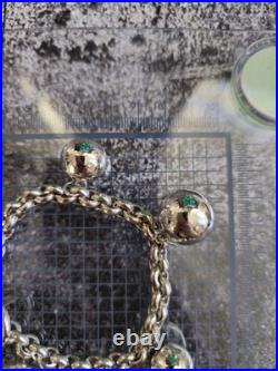 Sterling Silver Chunky Ball Charm Chain Bracelet 5 Dangling Balls Big Heavy