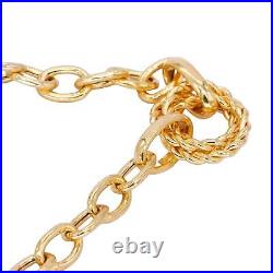 Sterling Silver Gold Plated Fancy Charm Bracelet with Heart Lock & Key Charm