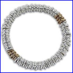 Sterling Silver & Gold Stretchy Charm Bracelet 7