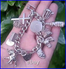 Sterling Silver Heavy Charm Bracelet