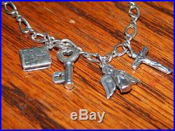 Sterling Silver James Avery Bracelet with Charms Bible Cross Angel Key