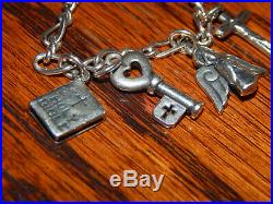 Sterling Silver James Avery Bracelet with Charms Bible Cross Angel Key
