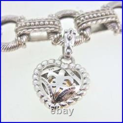 Sterling Silver Judith Ripka Bracelet with Yellow CZ Heart Charm 8.5 Inches
