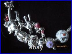 Sterling Silver PANDORA Bracelet with 11 DISNEY Charms Toy Story Minnie Mouse