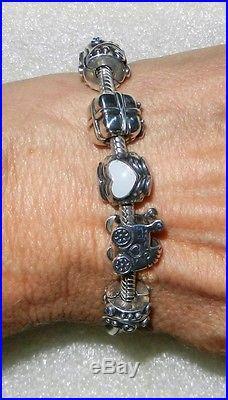 Sterling Silver Pandora Bracelet With Charms 7.5 Lb1915