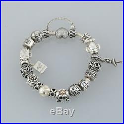 Sterling Silver Pandora Travel Themed Charm Bracelet