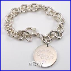Sterling Silver Return To Tiffany Rolo Chain Link Charm Bracelet 7.5 LDB4