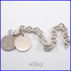 Sterling Silver Return To Tiffany Rolo Chain Link Charm Bracelet 7.5 LDB4