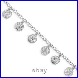 Sterling Silver Roman Coin Charm Bracelet for Womens Mens 5.21gram L-7.5 in