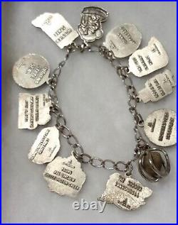 Sterling Silver Souvenir Indiana Collectible Charm Bracelet