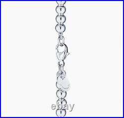 Sterling silver Tiffany & Co beaded bracelet with love heart Charm