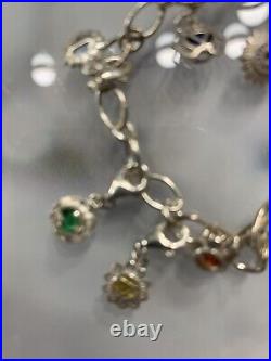 Sterling silver chakra Charm healing Reiki meditation bracelet Sterling silver