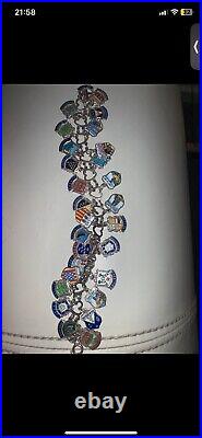 Sterling silver enamel shield charm bracelet