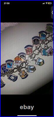 Sterling silver enamel shield charm bracelet