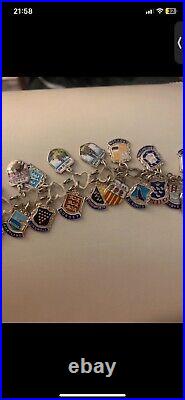 Sterling silver enamel shield charm bracelet