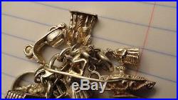 Sterling silver old bracelet with 40 charms 143 grams house dog concorde n/scrap