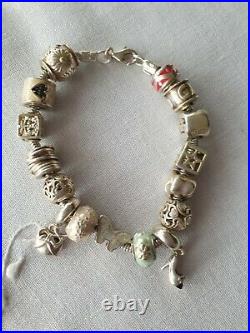 Stirling Silver Truth Charm Bracelet 7inch & 16 Beautiful Charms excellent cond
