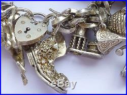 Stunning Jam Packed Vintage 925 Sterling Silver Charm Bracelet 7 200g b1 WOW