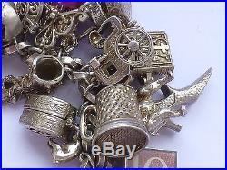 Stunning Jam Packed Vintage 925 Sterling Silver Charm Bracelet 7 200g b1 WOW