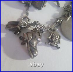 Stunning Vintage 1950s Silver Charm Bracelet