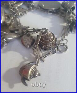 Stunning Vintage 1950s Silver Charm Bracelet