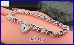 Stunning Vintage Sterling Silver 925 Padlock Curb Charm Bracelet 33.50g