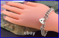 Stunning Vintage Sterling Silver 925 Padlock Curb Charm Bracelet 40.90g