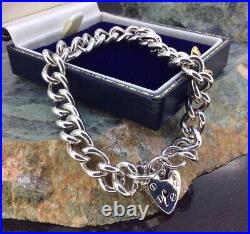 Stunning Vintage Sterling Silver 925 Padlock Curb Charm Bracelet 40.90g