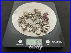 Stunning Vintage Sterling Silver Charm Bracelet with 23 Silver Charms