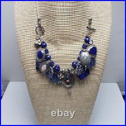 Summer Rose Lady Ocean Blue Sterling Silver Native American Lapis Charm Bracelet