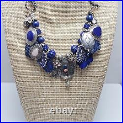 Summer Rose Lady Ocean Blue Sterling Silver Native American Lapis Charm Bracelet