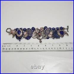 Summer Rose Lady Ocean Blue Sterling Silver Native American Lapis Charm Bracelet