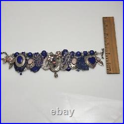 Summer Rose Lady Ocean Blue Sterling Silver Native American Lapis Charm Bracelet